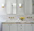 Modern Milky White Glass Gold Rounded rectangle Vanity Wall Sconces Fixtures Set of 2
